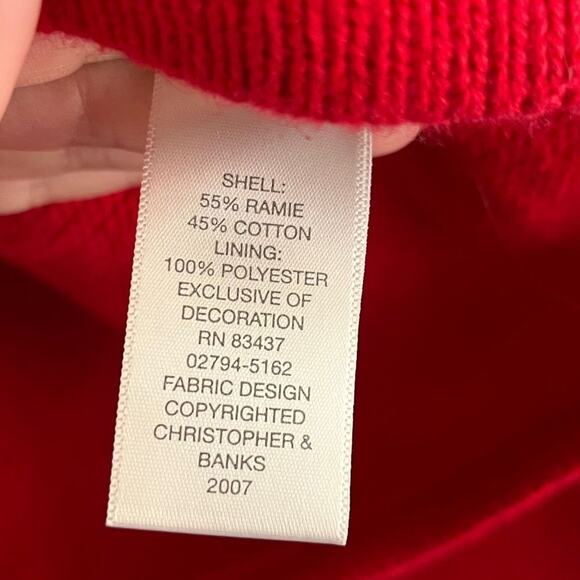 Christopher & Banks Dancing Reindeer Zip Front Cardigan Sweater Christmas Medium - Picture 4 of 8